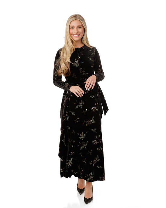 Black Velvet Multi Colored Beaded Cardigan