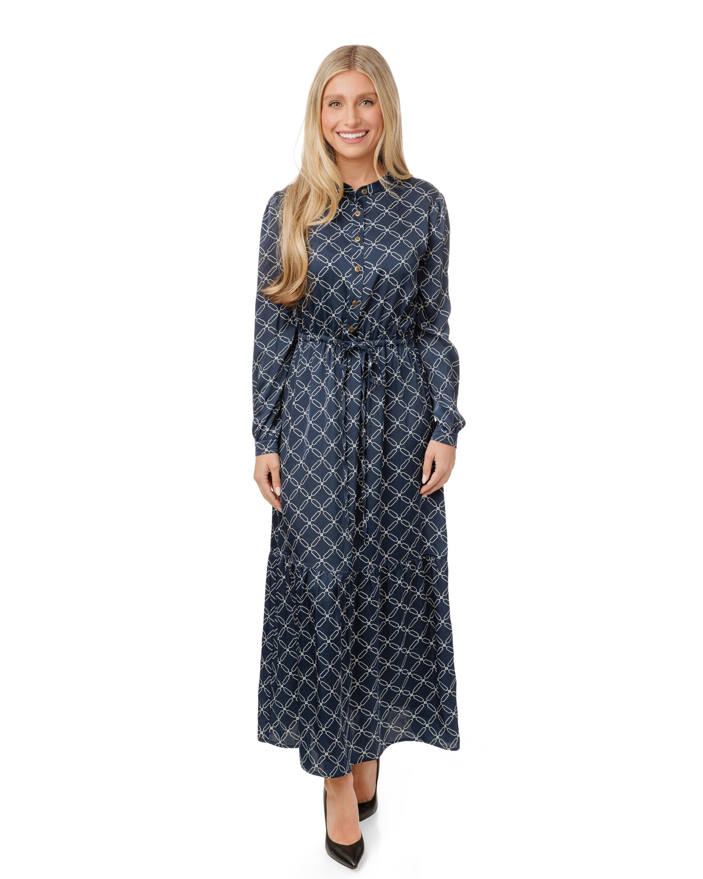 Blue And White Printed Silk Dress