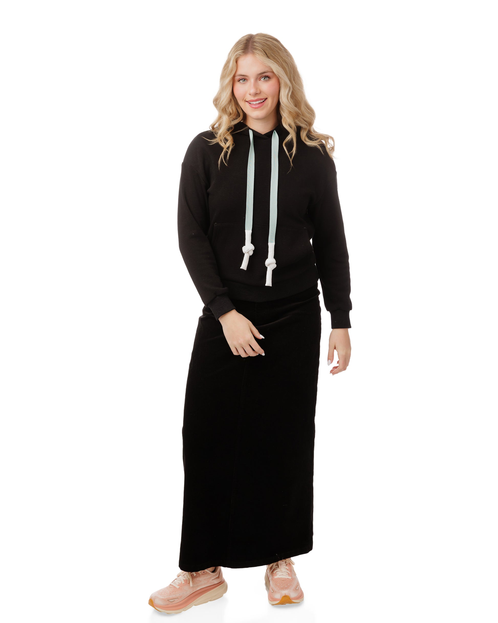 Hoodie With Colorful Strings - Black
