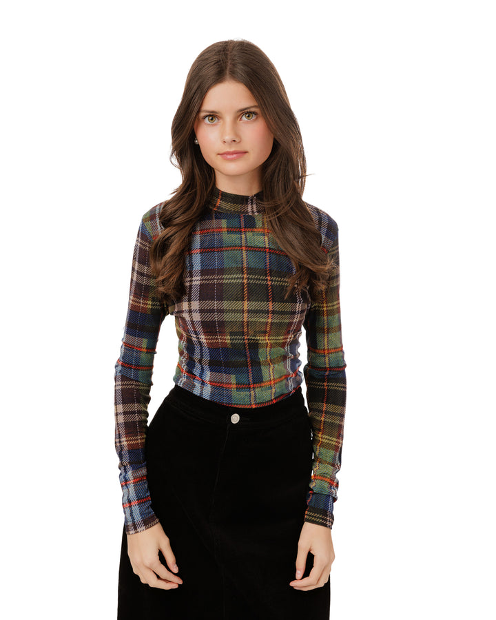 Plaid Mockneck