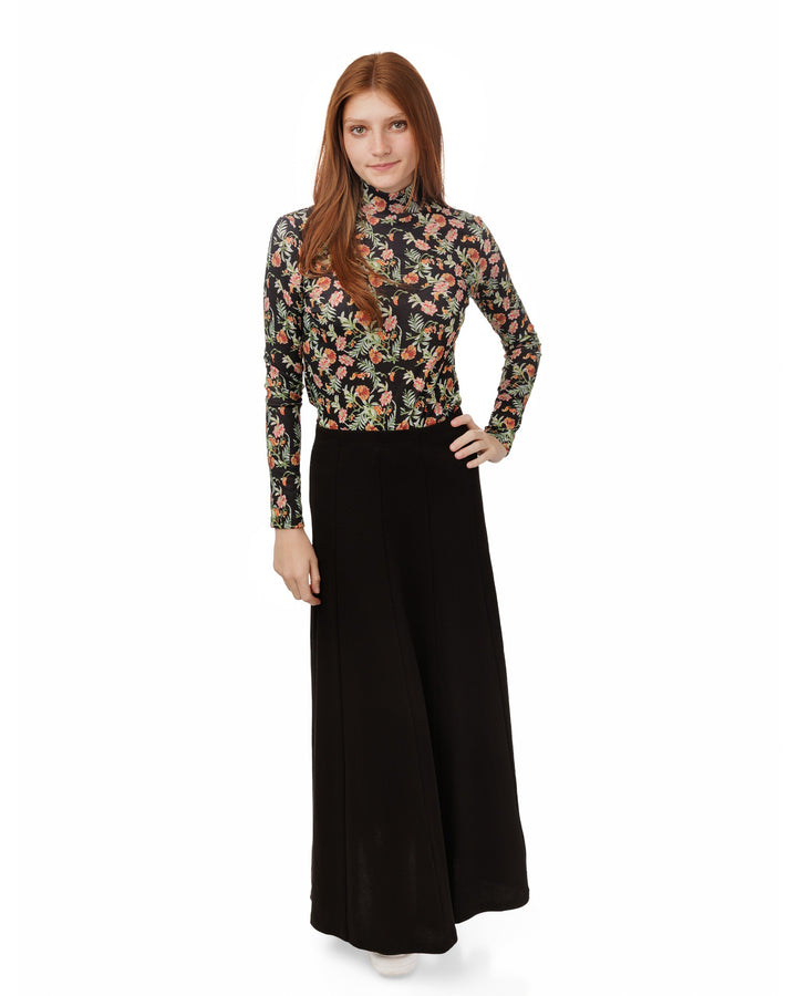 Multi Colored Floral Printed Mock Neck Top