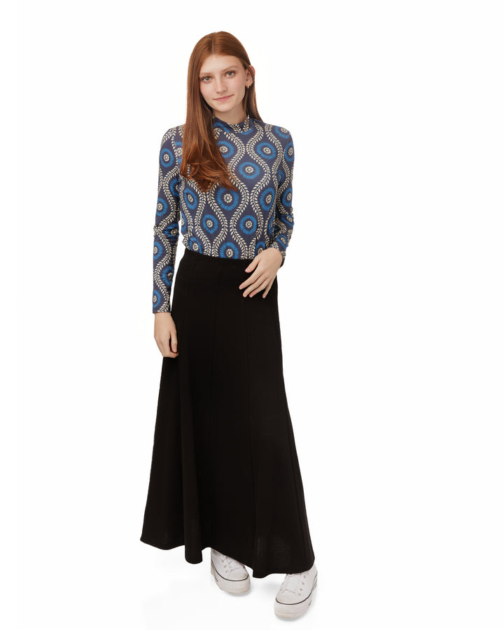 Navy Printed Turtleneck