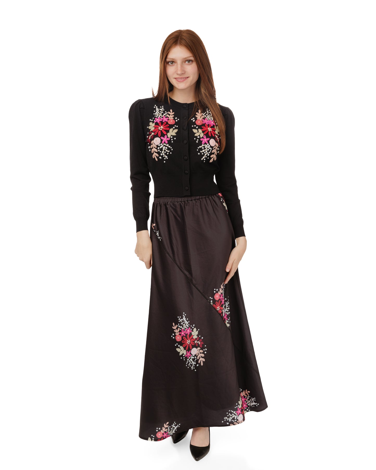 Black Slip With Pink Floral Print