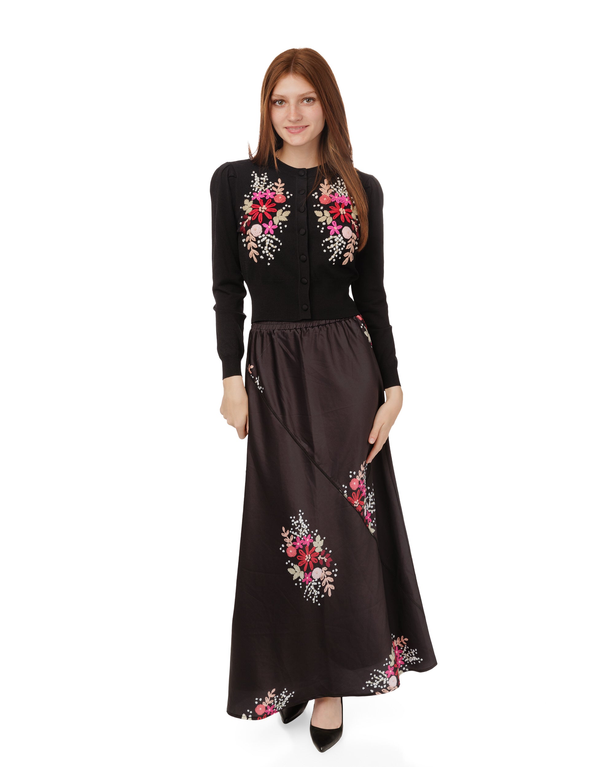 Black Slip With Pink Floral Print