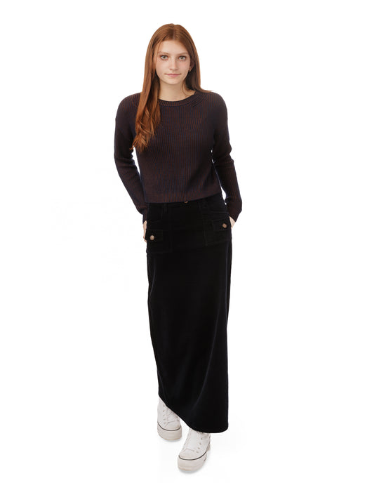 Corduroy Straight Skirt - Navy