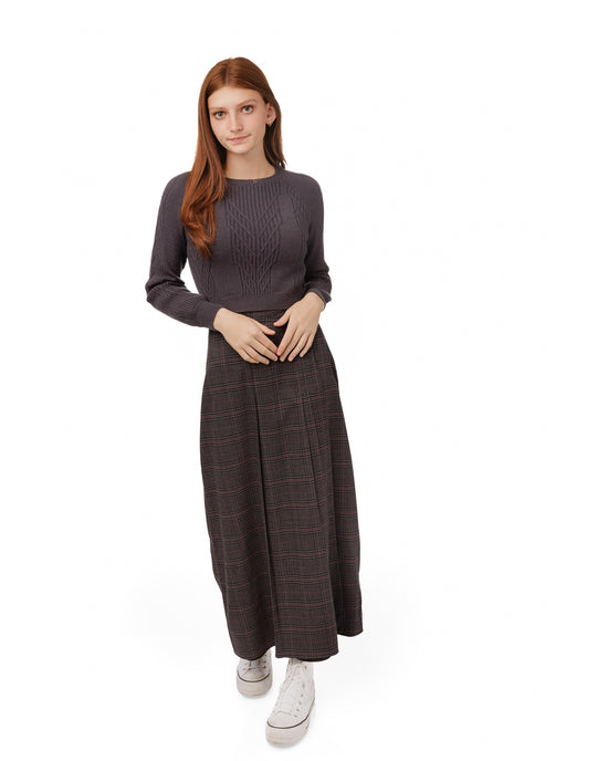 Cropped Textured Sweater - Heather Gray