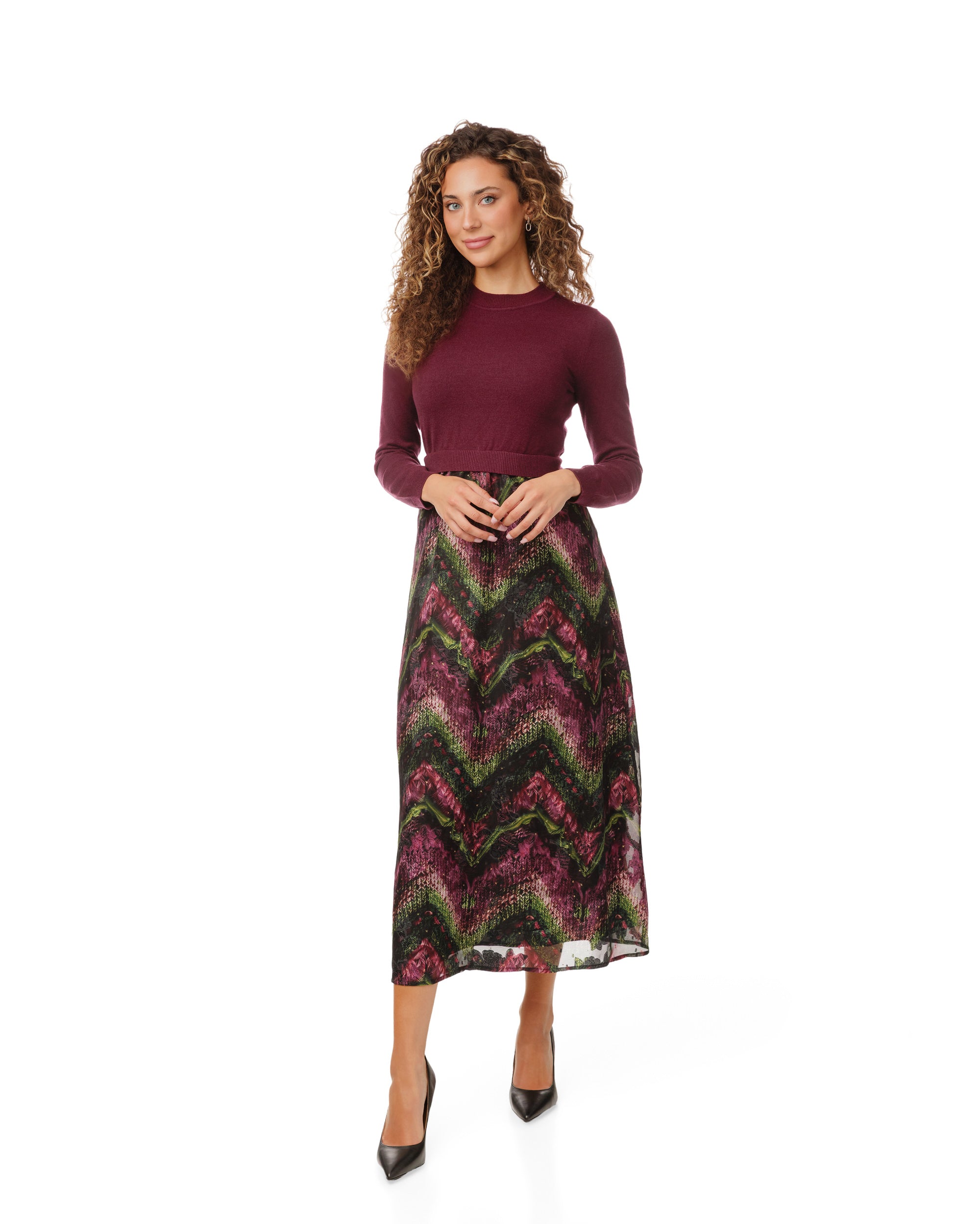 Maroon Printed Dress