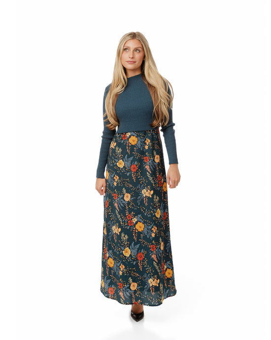 Teal Overlay With Floral Jumper