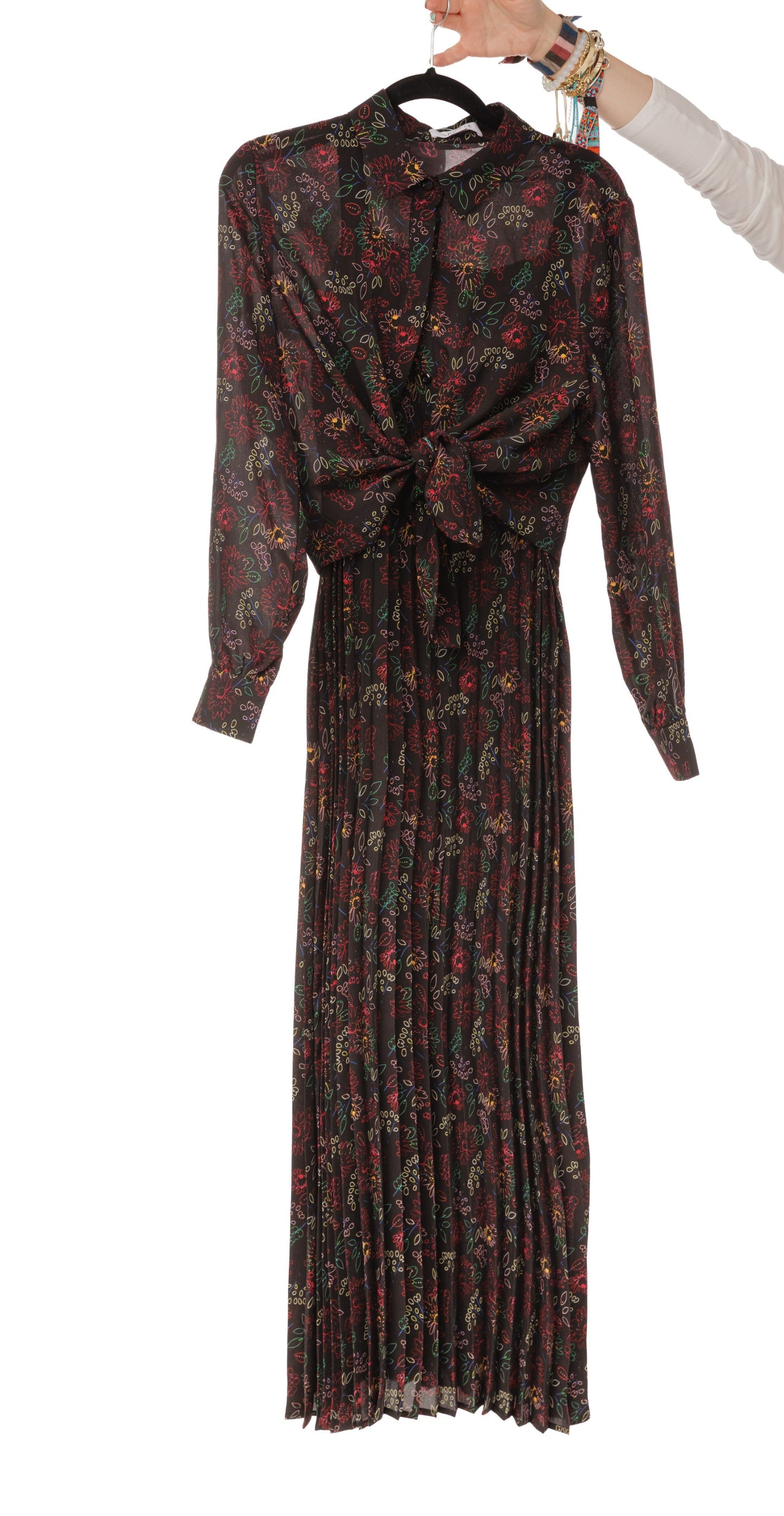 Black Overlay Dress With Multicolored Print