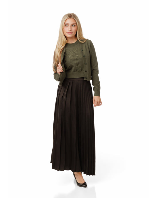 Two Piece Embroidered Knit Top - Green