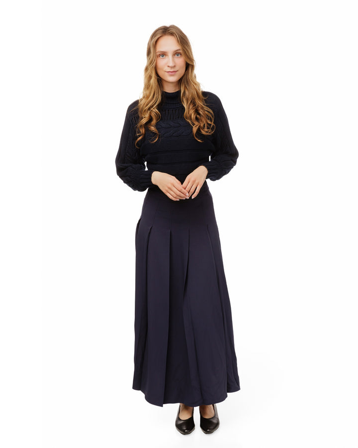 Navy Cable Cross Sweater