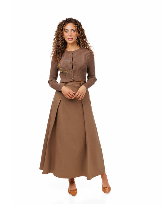 Brown Pleated Skirt