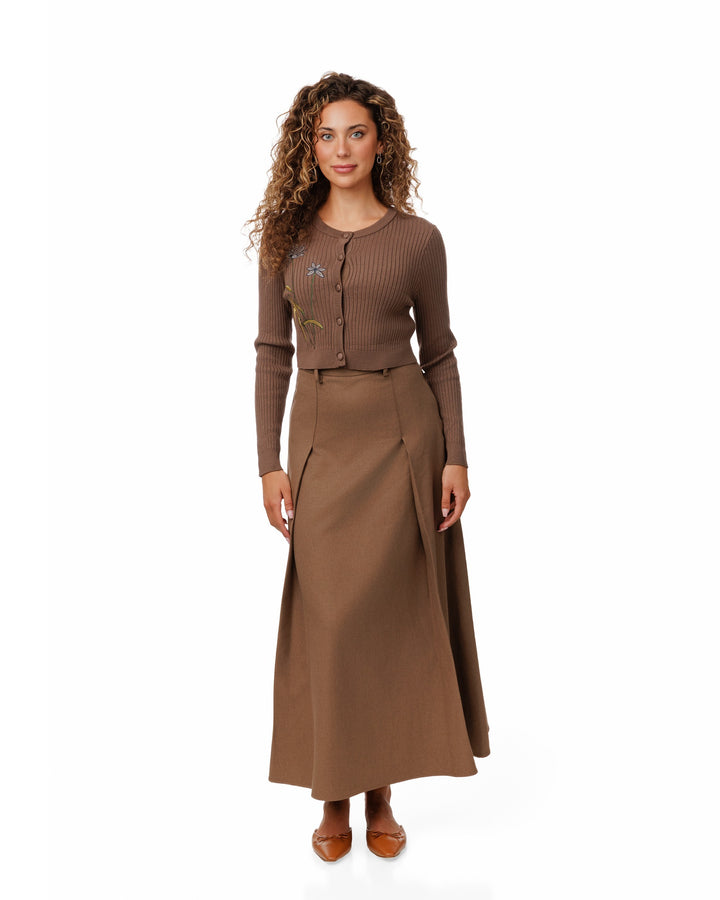Brown Pleated Skirt