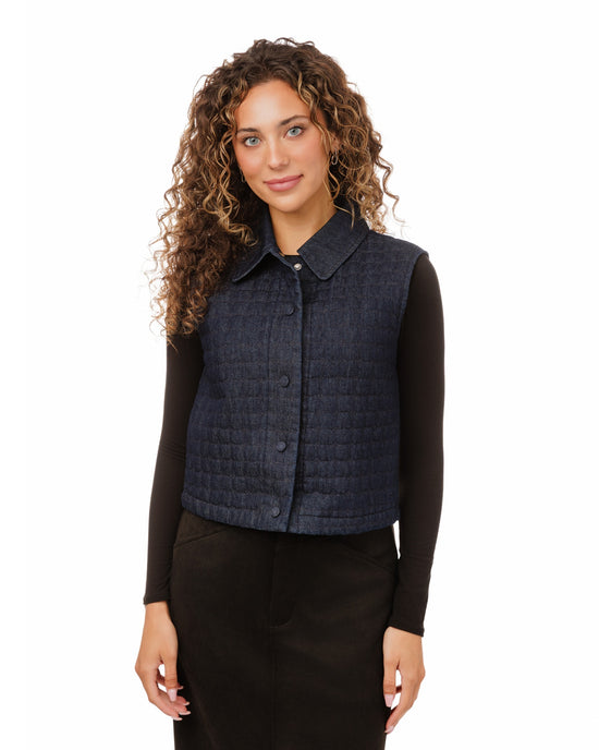 Denim Quilted Vest - Navy