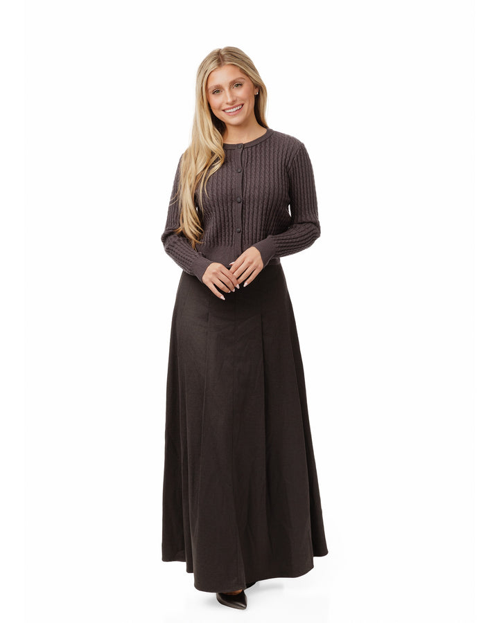 Grey Cable Knit Cardigan