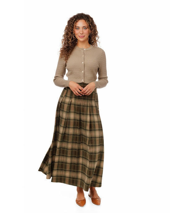 Green Plaid Pleated Skirt
