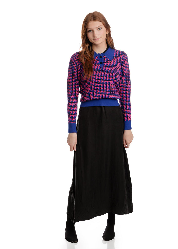 Royal Blue And Pink Knit Polo