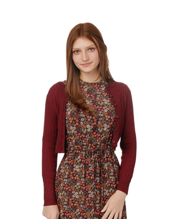 Rust Brown Ribbed Cardigan