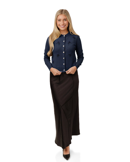 Beaded Cardigan - Navy