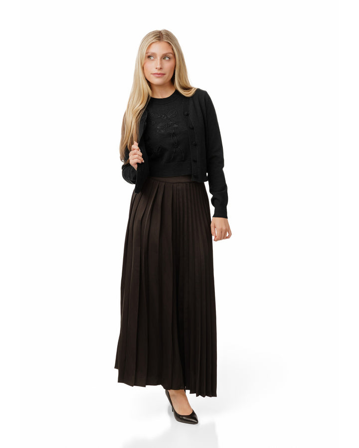 Two Piece Embroidered Knit Top - Black