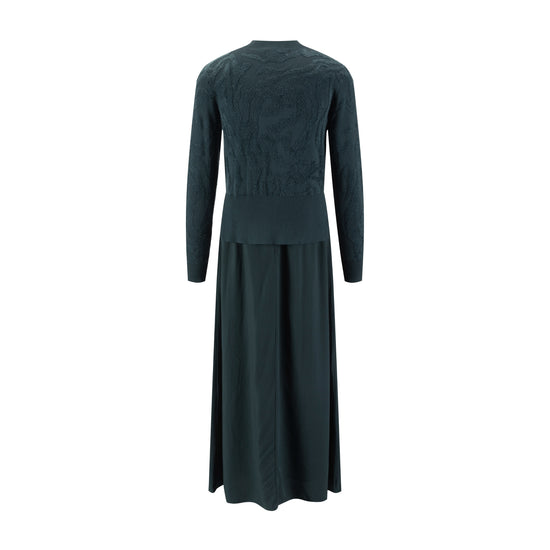 Green Jumper With Green Knit Overlay