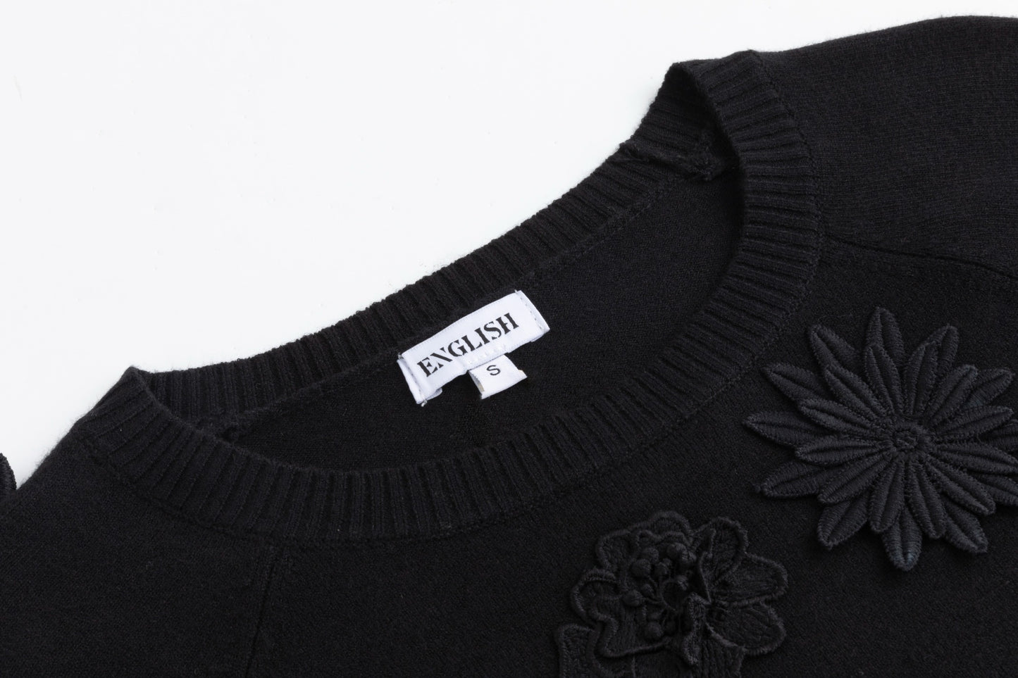 Black Knit With 3D Floral Details
