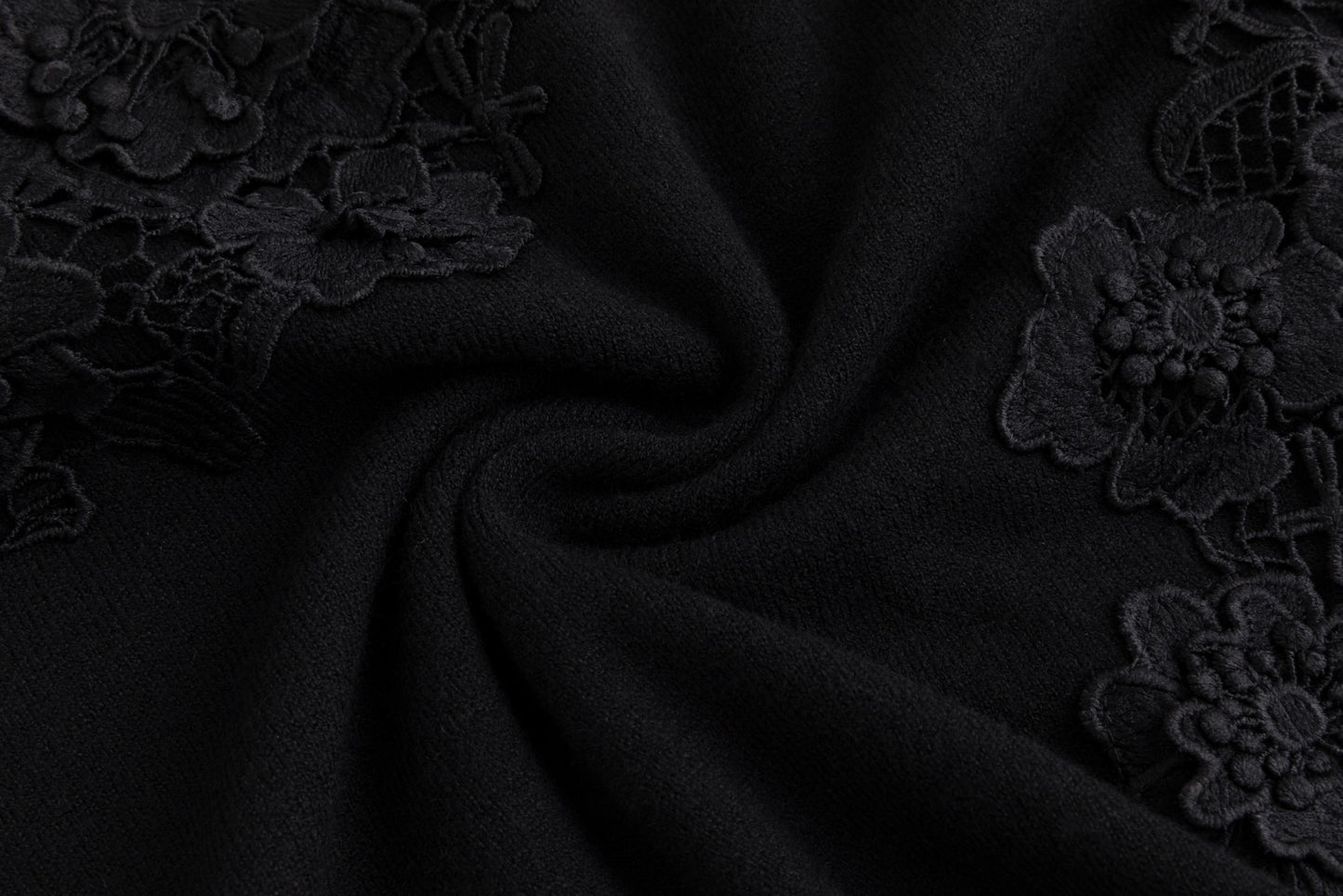 Black Knit With 3D Floral Details