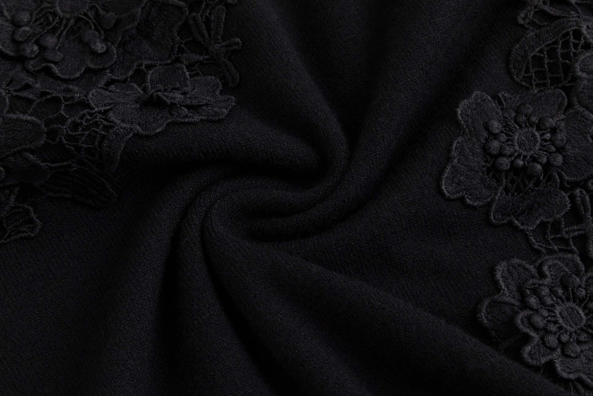 Black Knit With 3D Floral Details