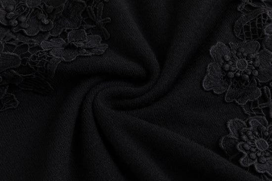 Black Knit With 3D Floral Details