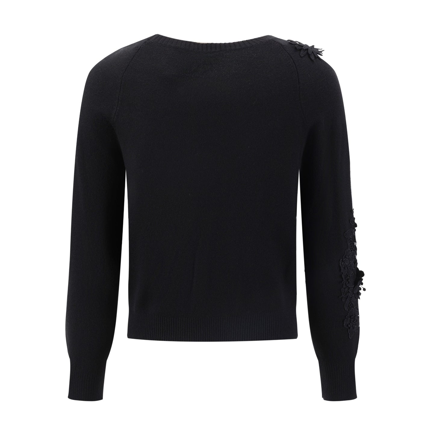 Black Knit With 3D Floral Details