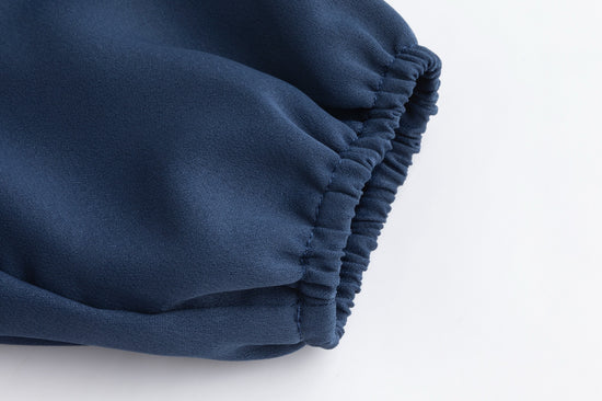 Blue Embroidered Dress With Knit Vest Overlay