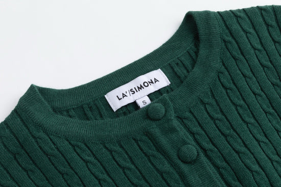 Green Cable Knit Cardigan Overlay With Floral Printed Dress