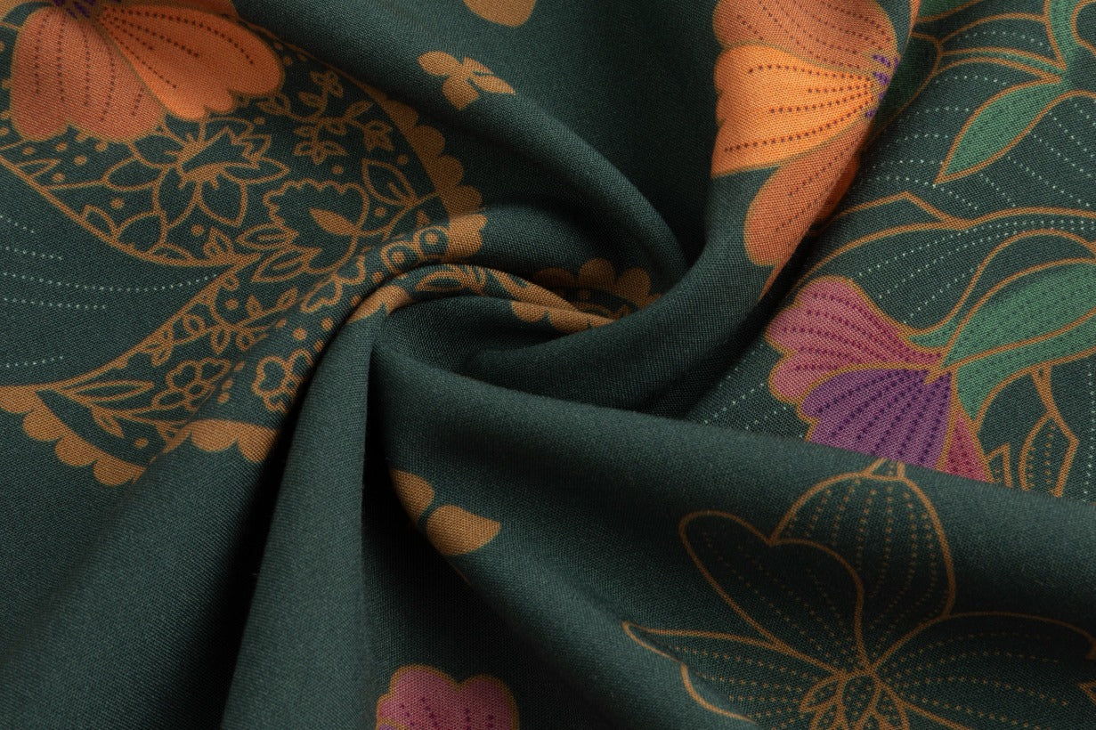 Green Cable Knit Cardigan Overlay With Floral Printed Dress