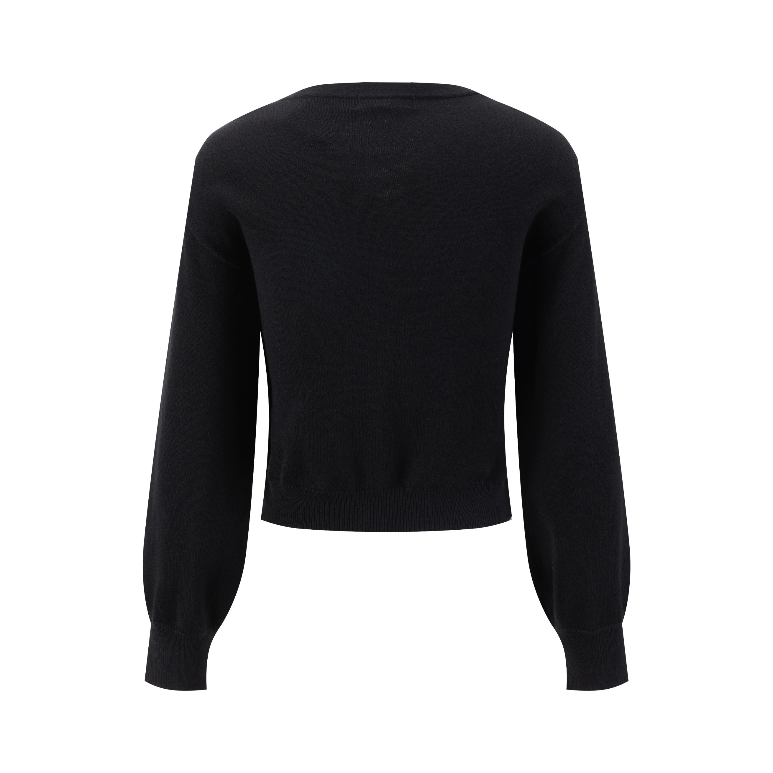 Cardigan With Cognac Embroidery - Black