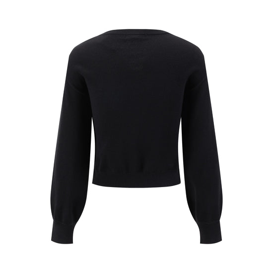 Cardigan With Cognac Embroidery - Black