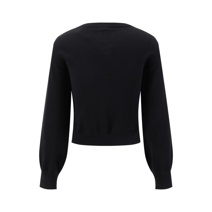 Cardigan With Cognac Embroidery - Black