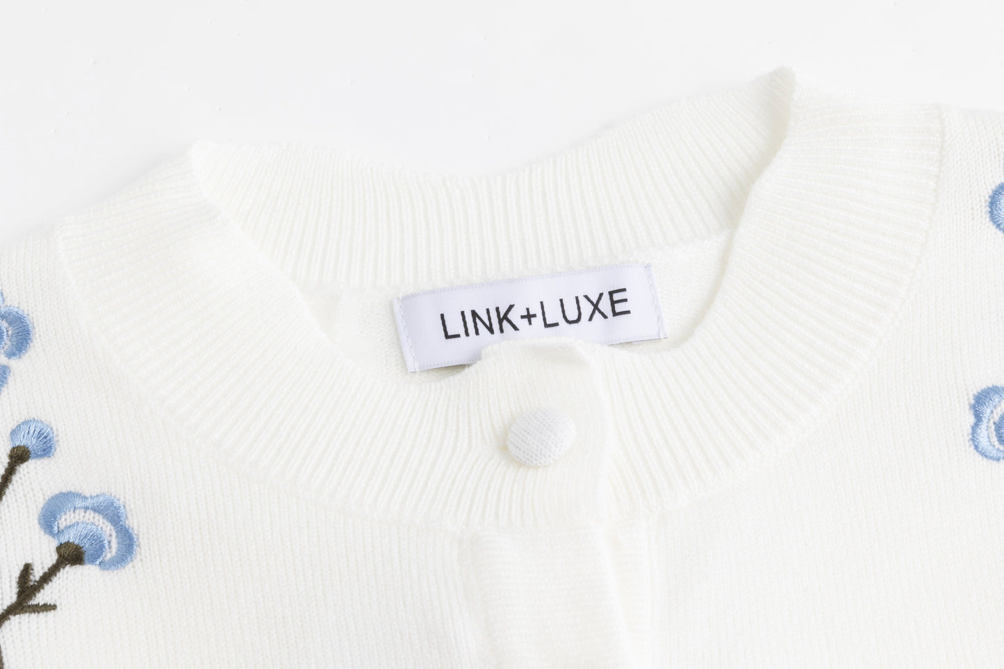 Green And Blue Floral Embroidered Cardigan - White