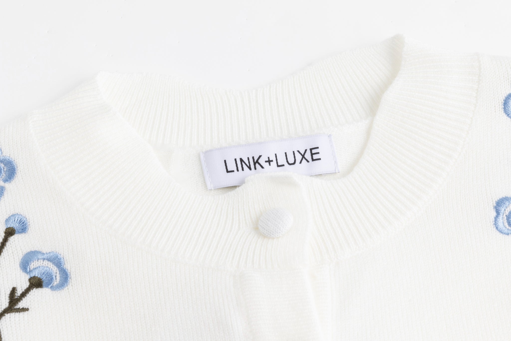 Green And Blue Floral Embroidered Cardigan - White