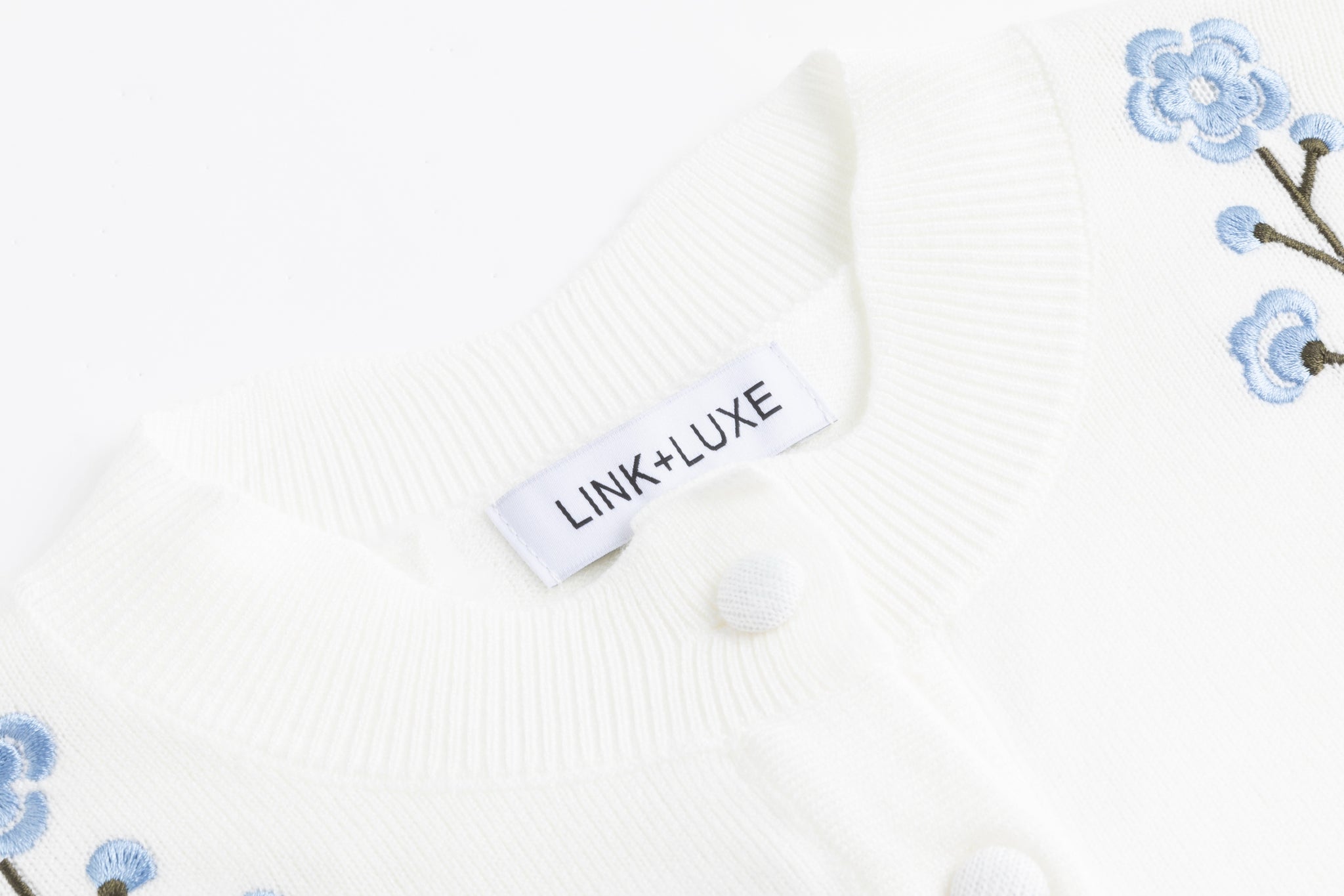 Green And Blue Floral Embroidered Cardigan - White