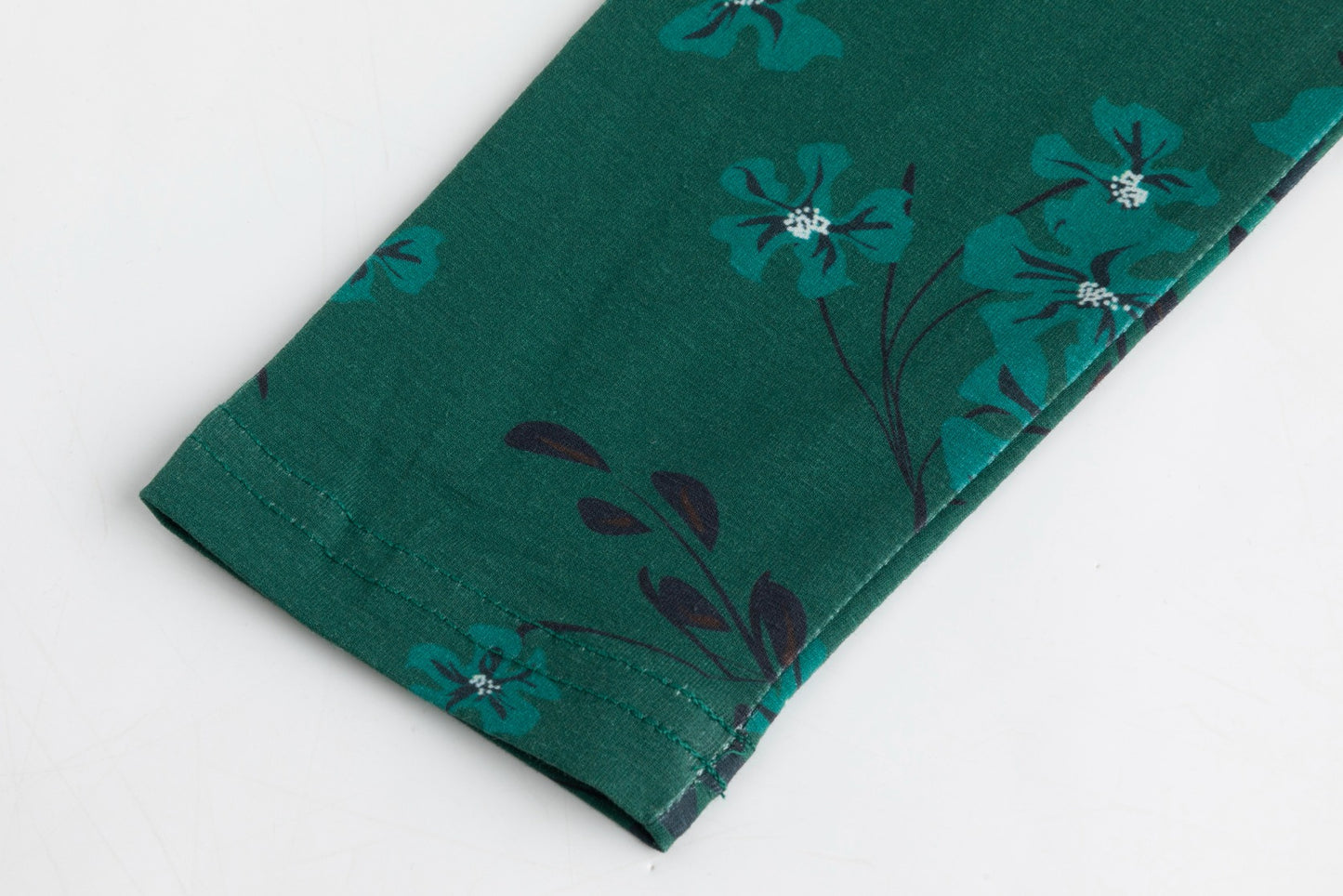 Green Floral Printed Mock Neck