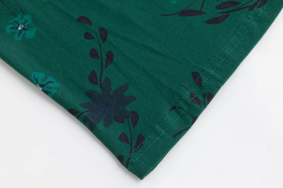 Green Floral Printed Mock Neck