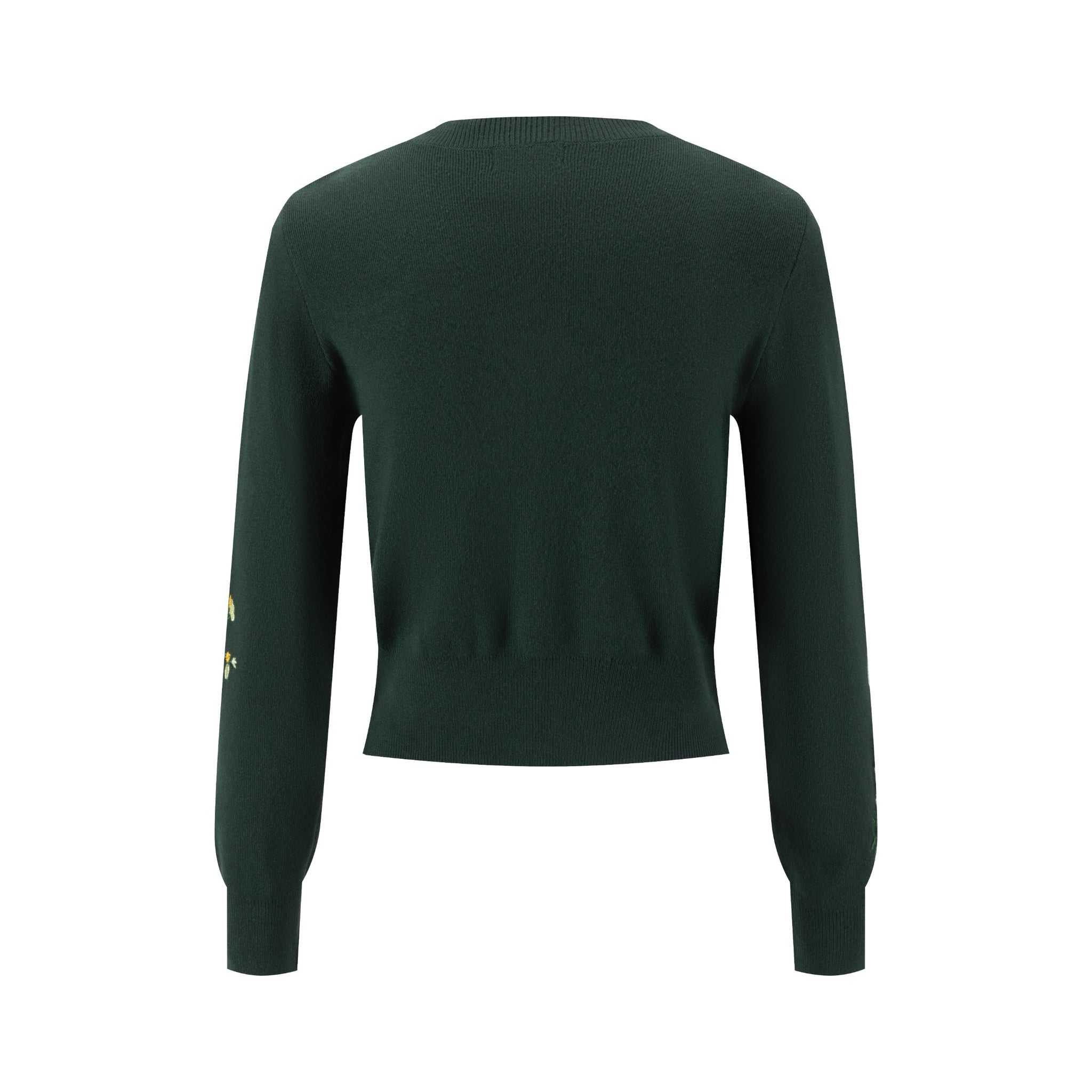 Multi Colored Floral Embroidery Cardigan - Green