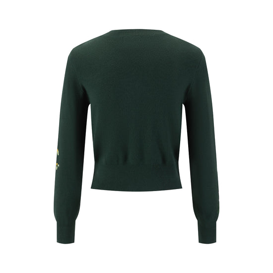 Multi Colored Floral Embroidery Cardigan - Green