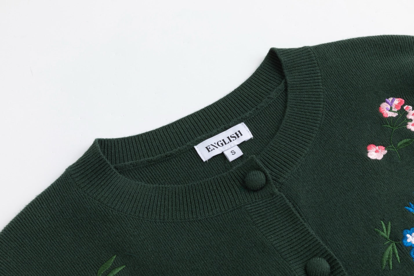 Multi Colored Floral Embroidery Cardigan - Green