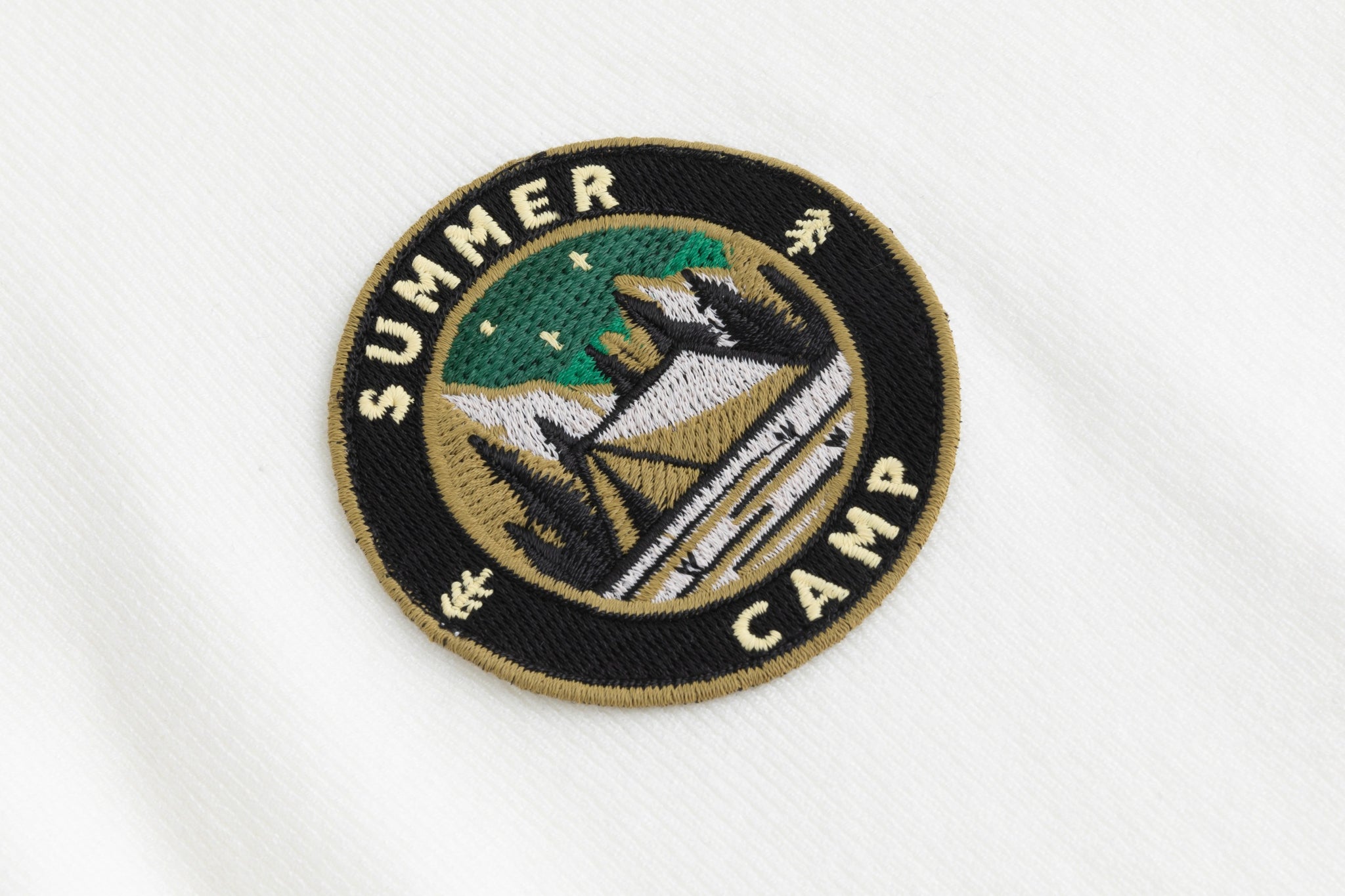 White Knit Collared Sweater With Patches