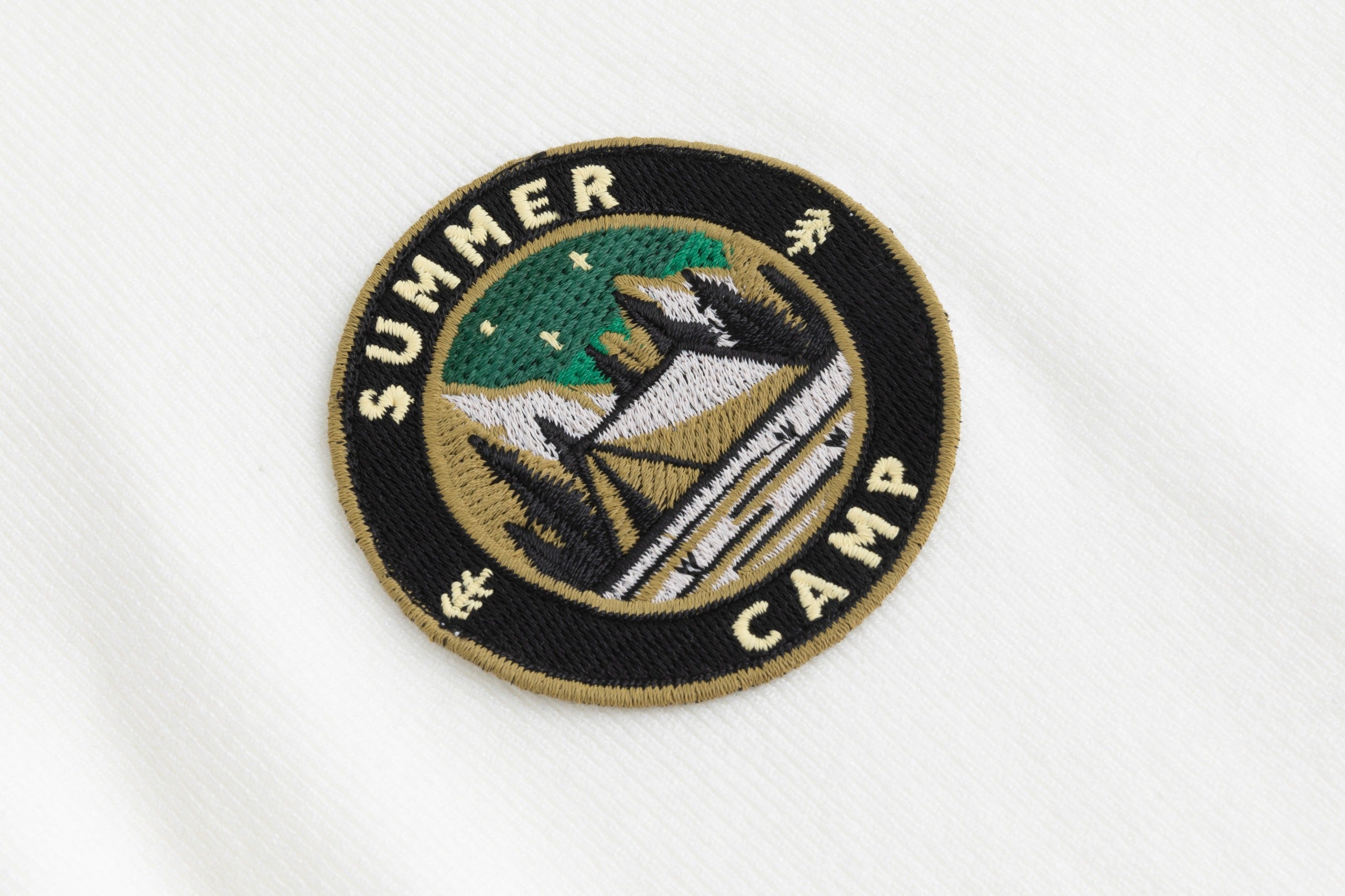 White Knit Collared Sweater With Patches