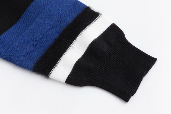 Black Flat And Ribbed Collar Front Zip Knit Top