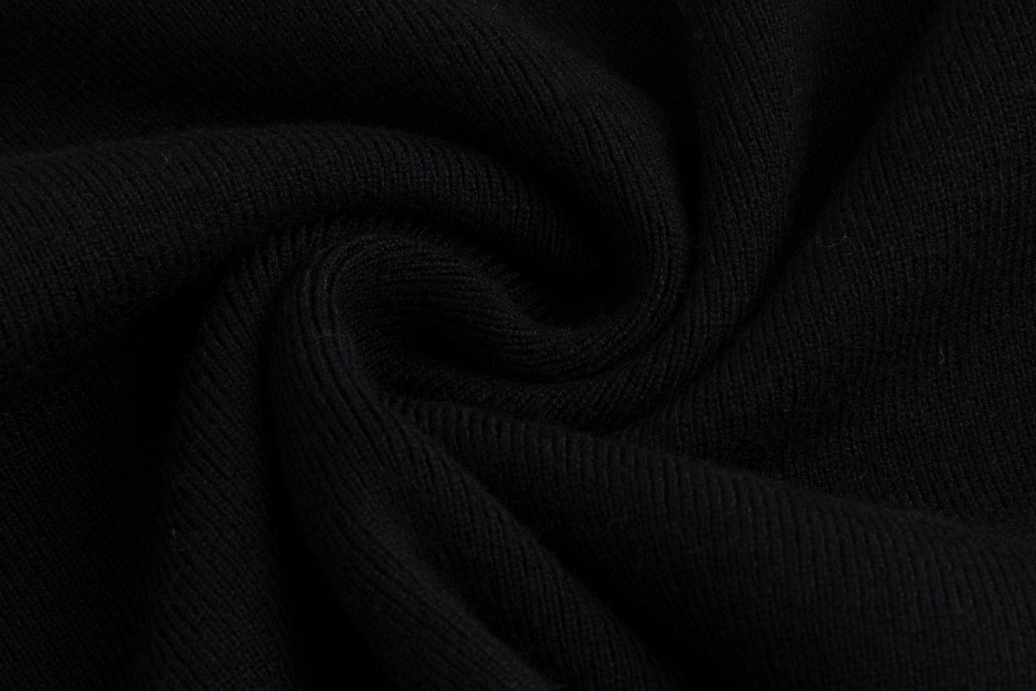 Black Flat And Ribbed Collar Front Zip Knit Top