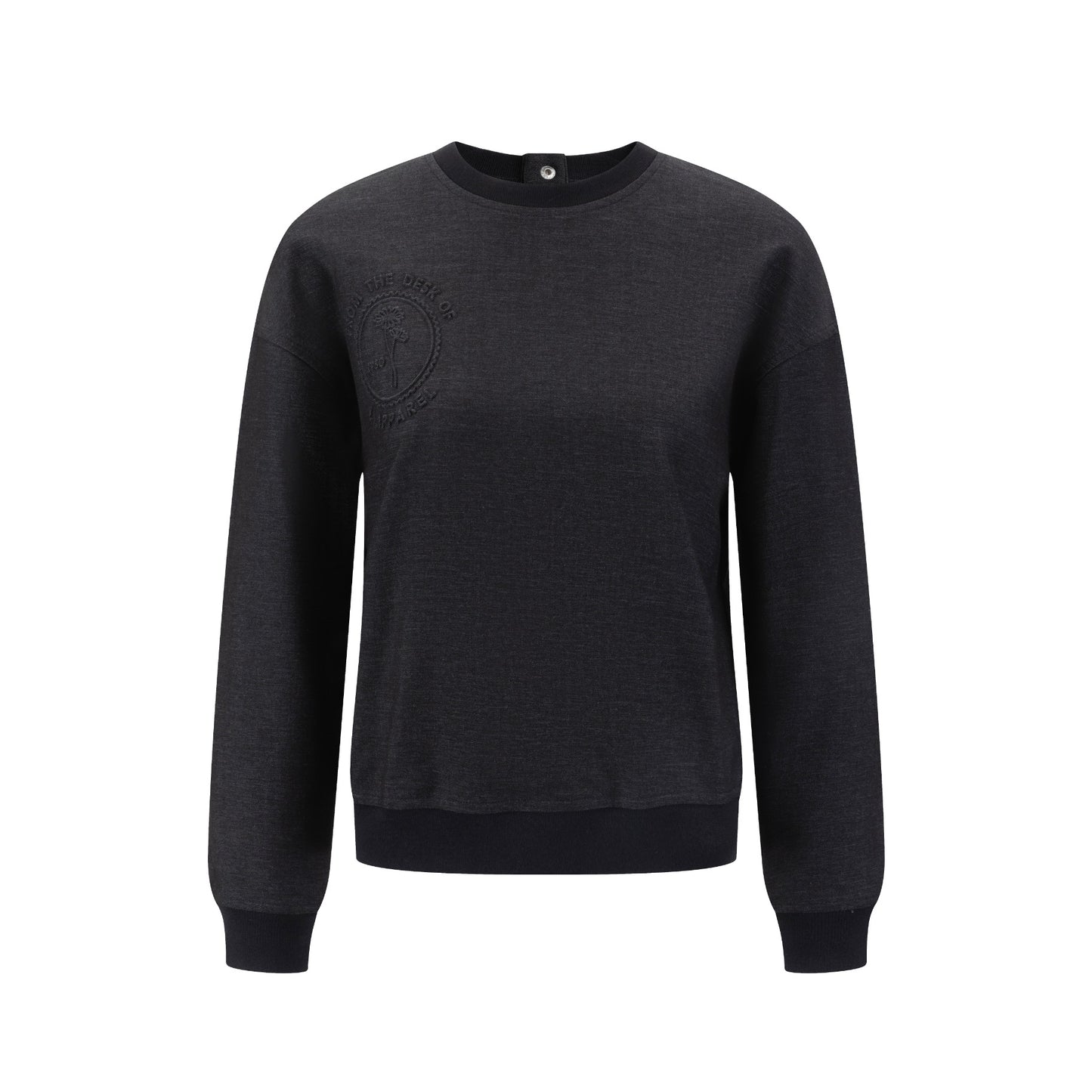 Black Denim Embossed Patch Top