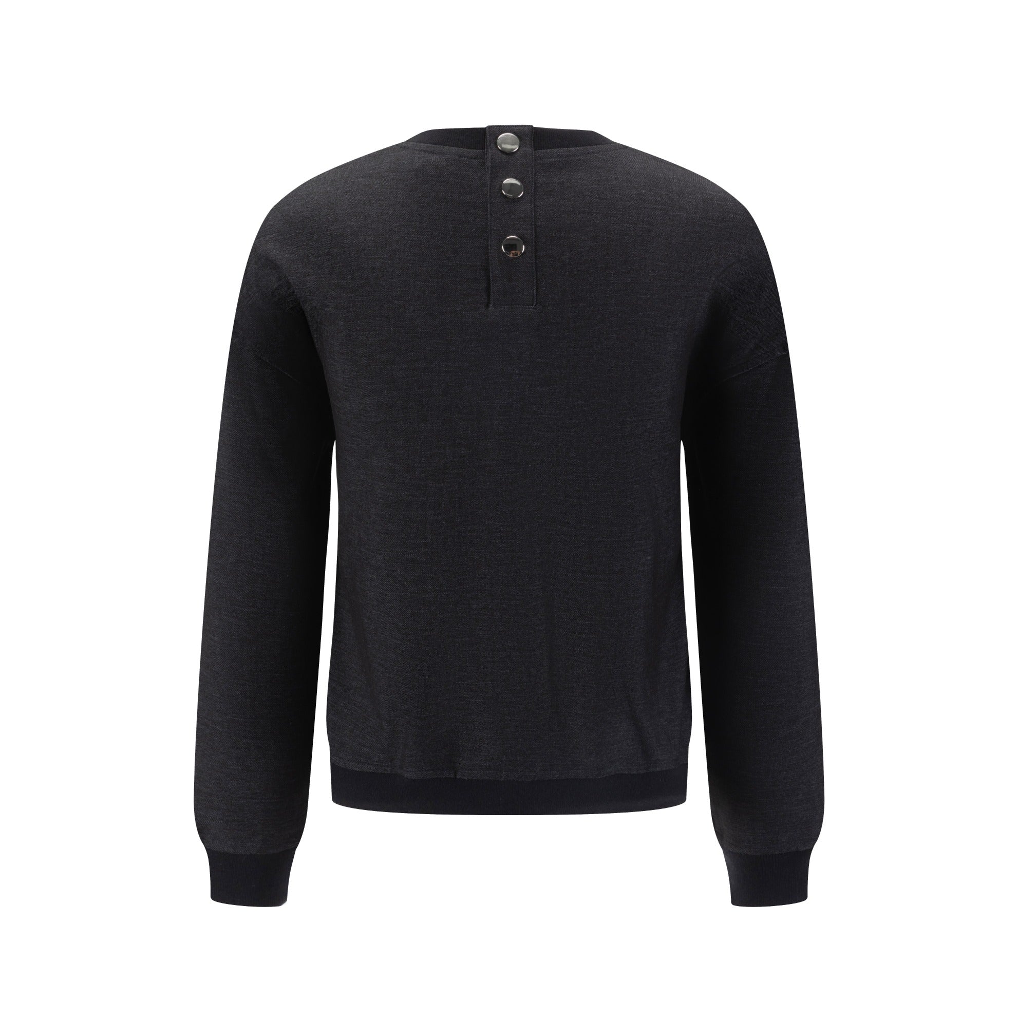 Black Denim Embossed Patch Top